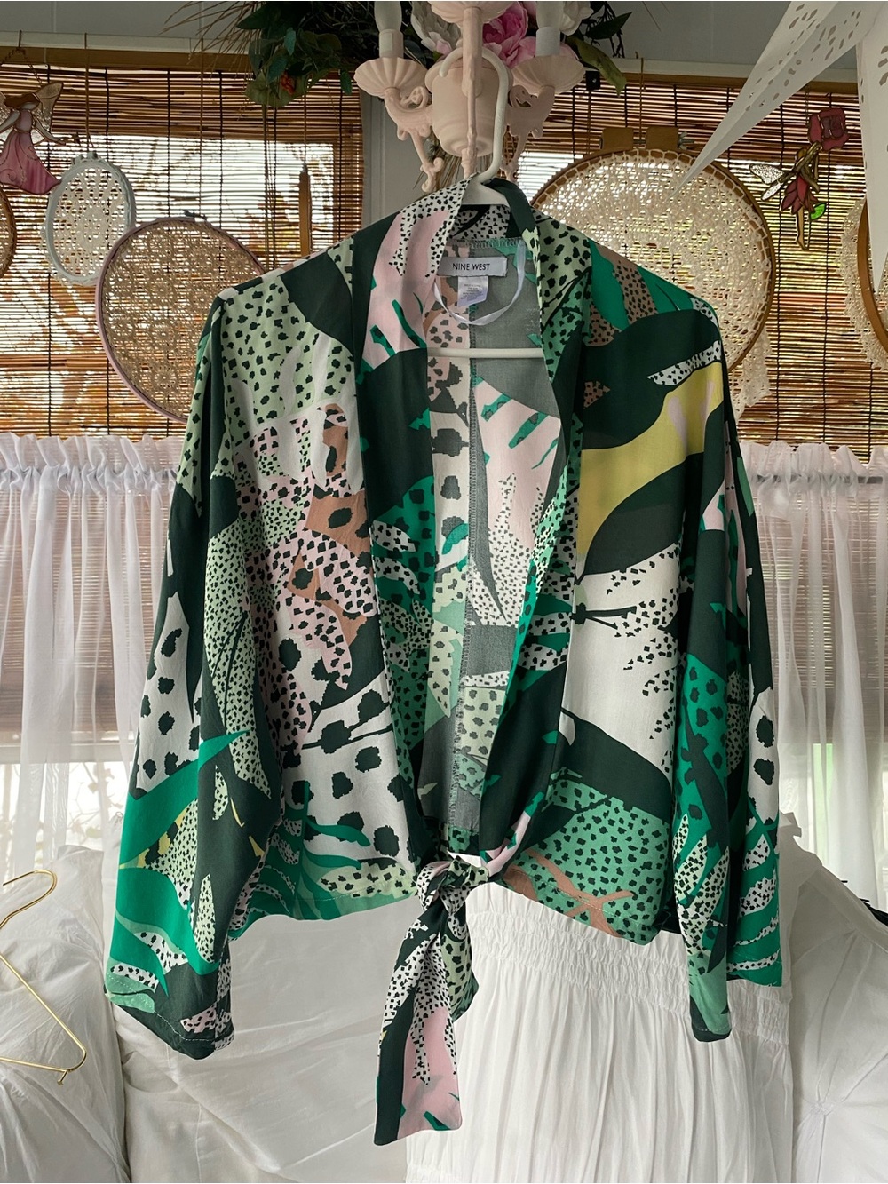 Nine West Tropical Tie Front Cardigan